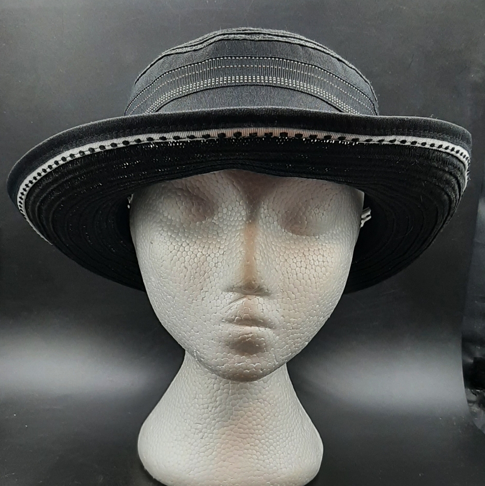 Vintage Expression Black Women's Sun Hat with White Accents